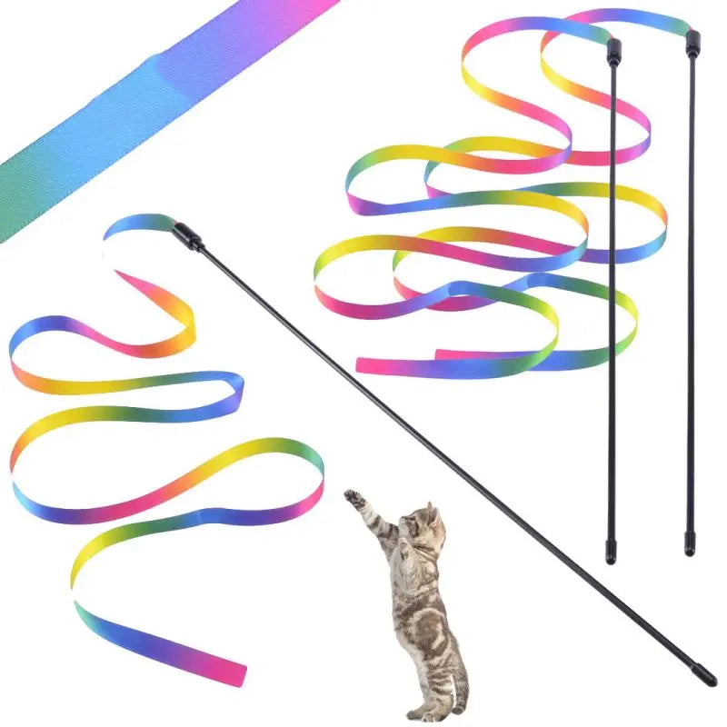 2PCS Cat Rainbow teaser toy