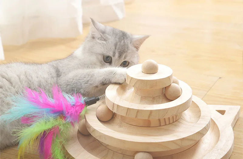 Wooden 2/3 Levels Cat Toy Tower